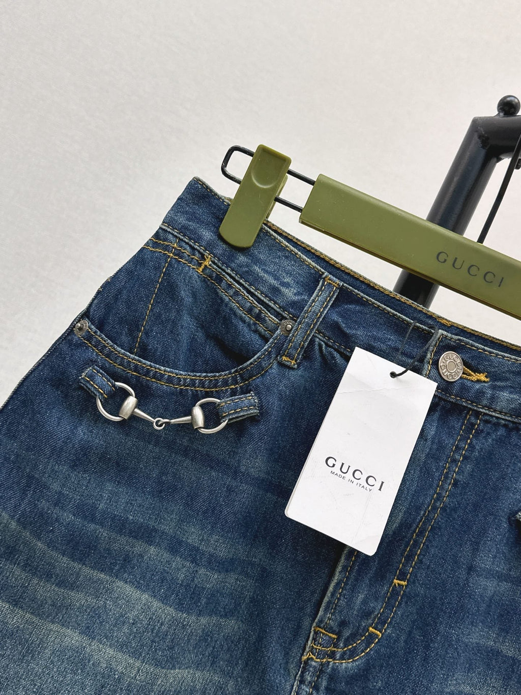 26SS NEW Horsebit Denim Midi Skirt