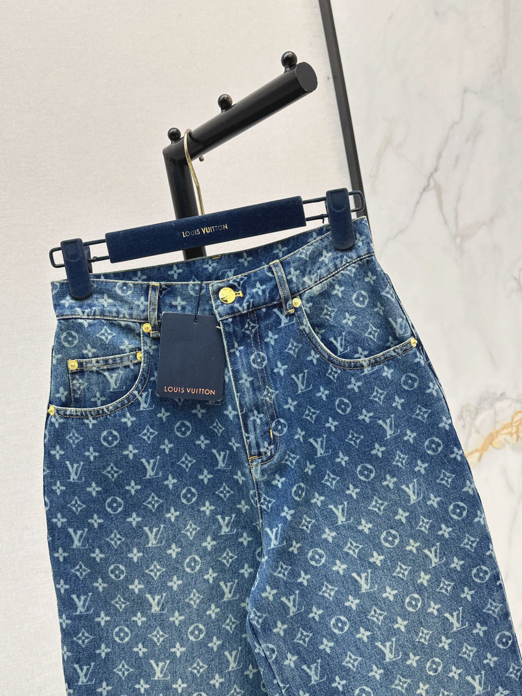 26SS NEW Retro MONOGRAM Laser-Eye Straight Leg Jeans