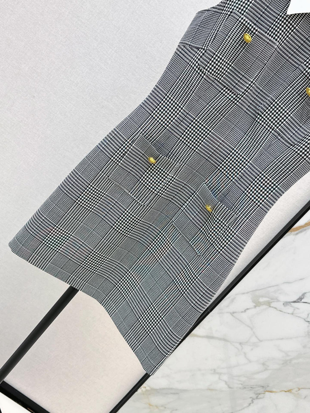 26SS NEW Color-blocked plaid vest dress with lapel 🖤
