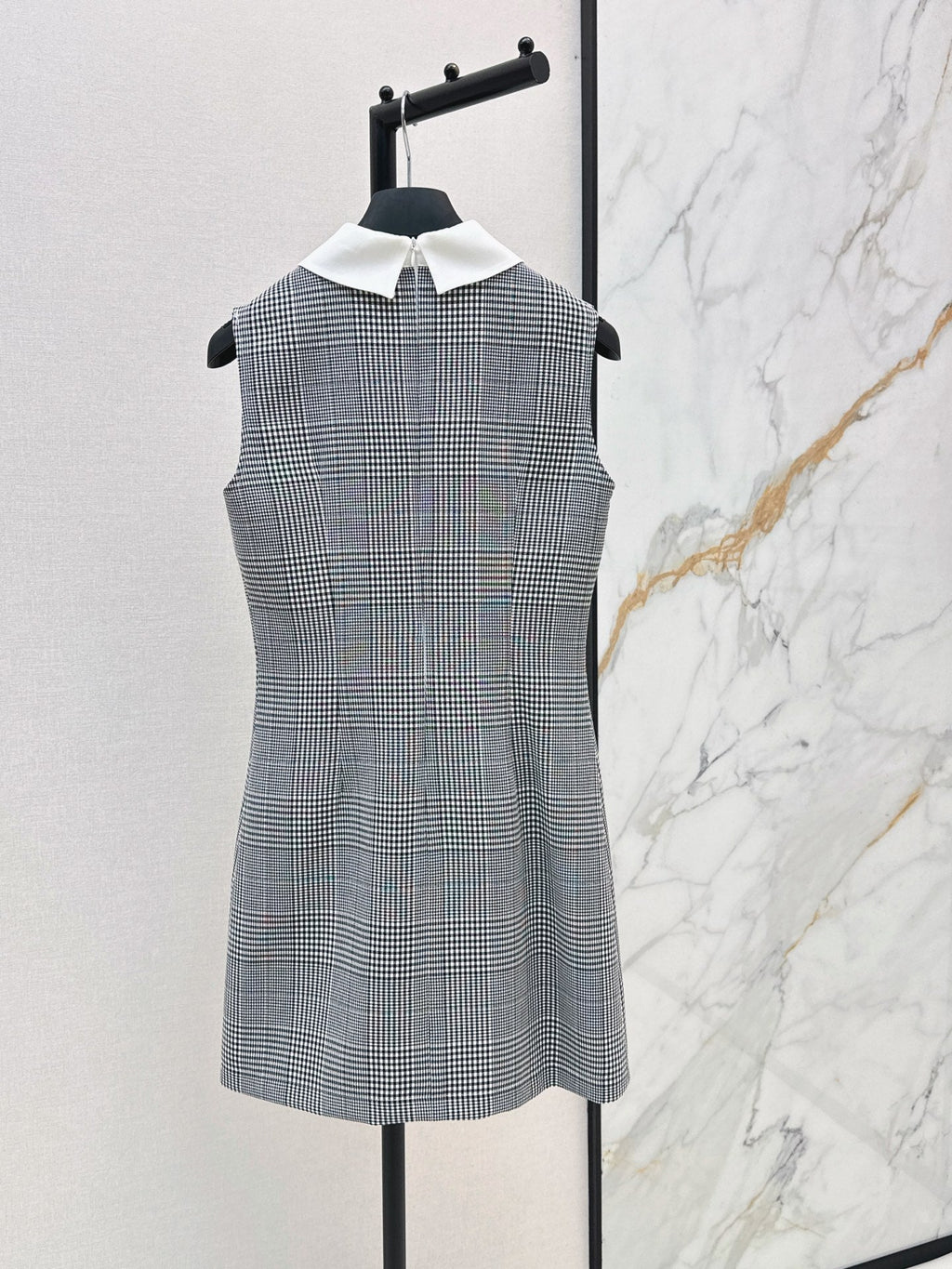 26SS NEW Color-blocked plaid vest dress with lapel 🖤