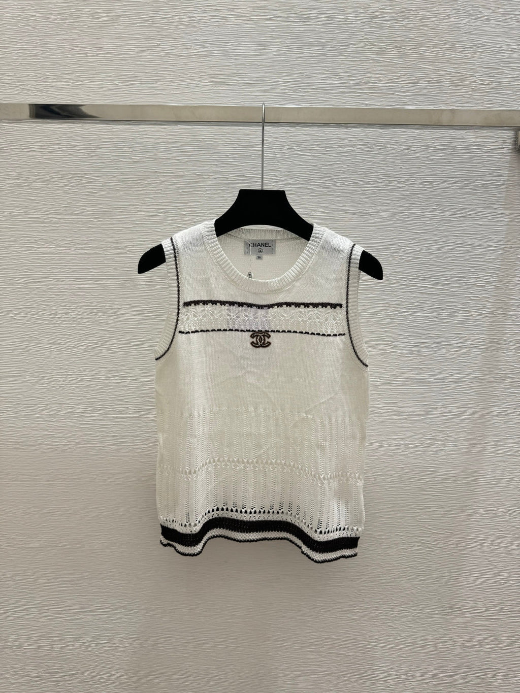 26SS NEW Color Block Hollow-Out Knit Vest 🤍