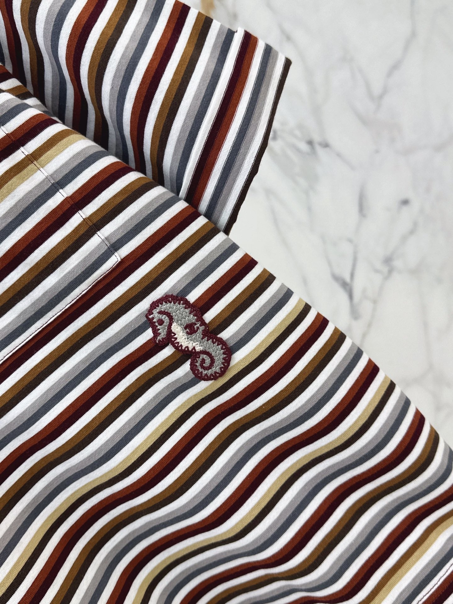 26SS NEW Oversized Striped Seahorse T-Shirt 🤎