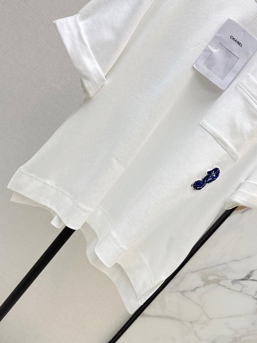 26SS NEW Simple Pocket Loose Rolled-Up Short-Sleeve White T-Shirt 🤍