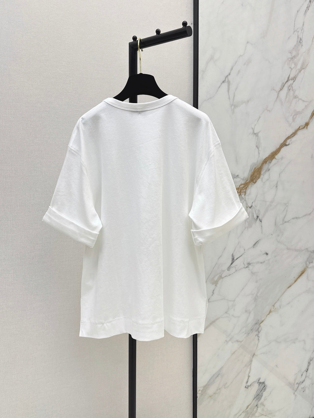 26SS NEW Simple Pocket Loose Rolled-Up Short-Sleeve White T-Shirt 🤍