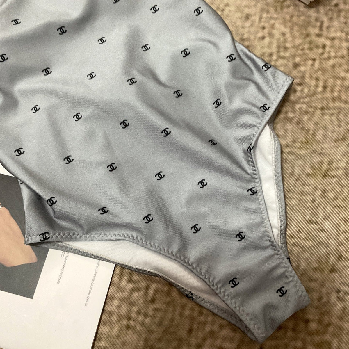 chanel/26SS NEW Grey One-Shoulder One-Piece Swimsuit 👙
