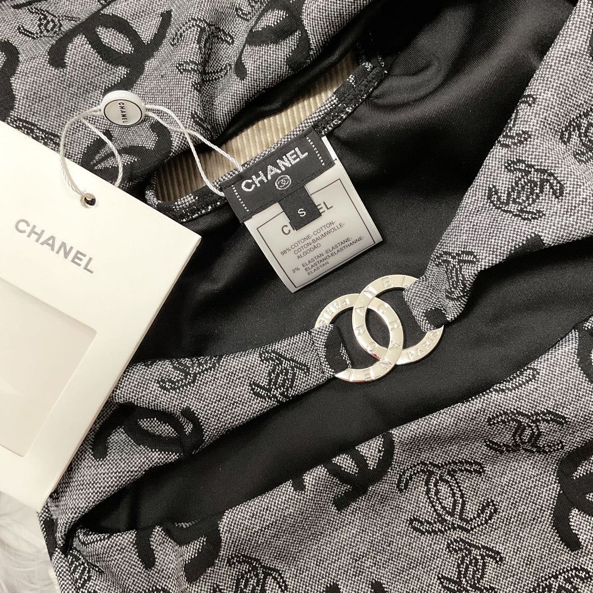 chanel/26SS NEW Grey One-Piece Swimsuit 👙