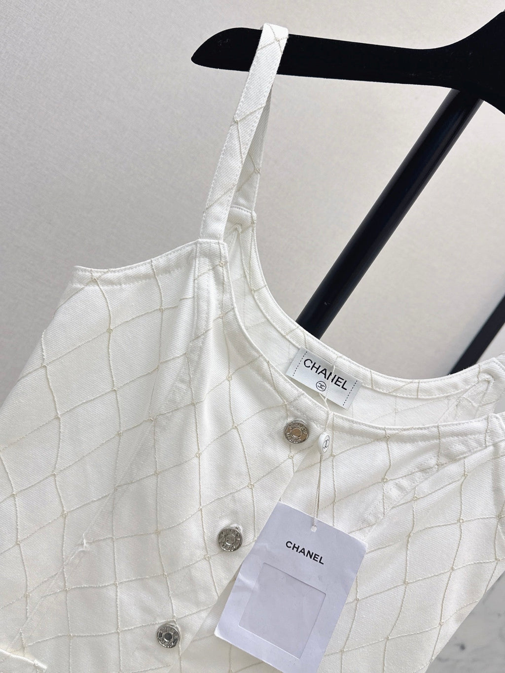 26SS NEW Coco Girl Beach Collection Heavy Embroidery Diamond Pattern Denim Suspender Dress🩵