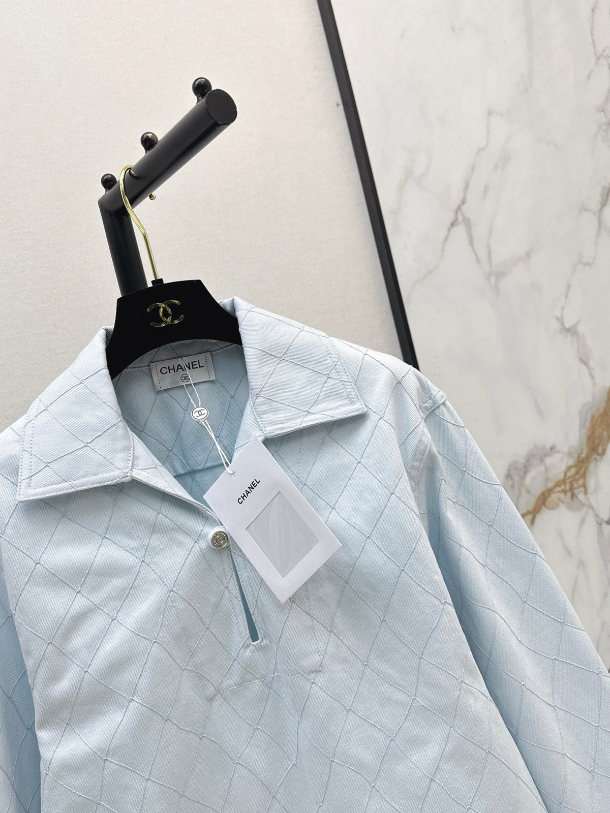 26SS NEW Coco Girl Beach Collection Heavy Embroidery Diamond Pattern Denim Top🩵