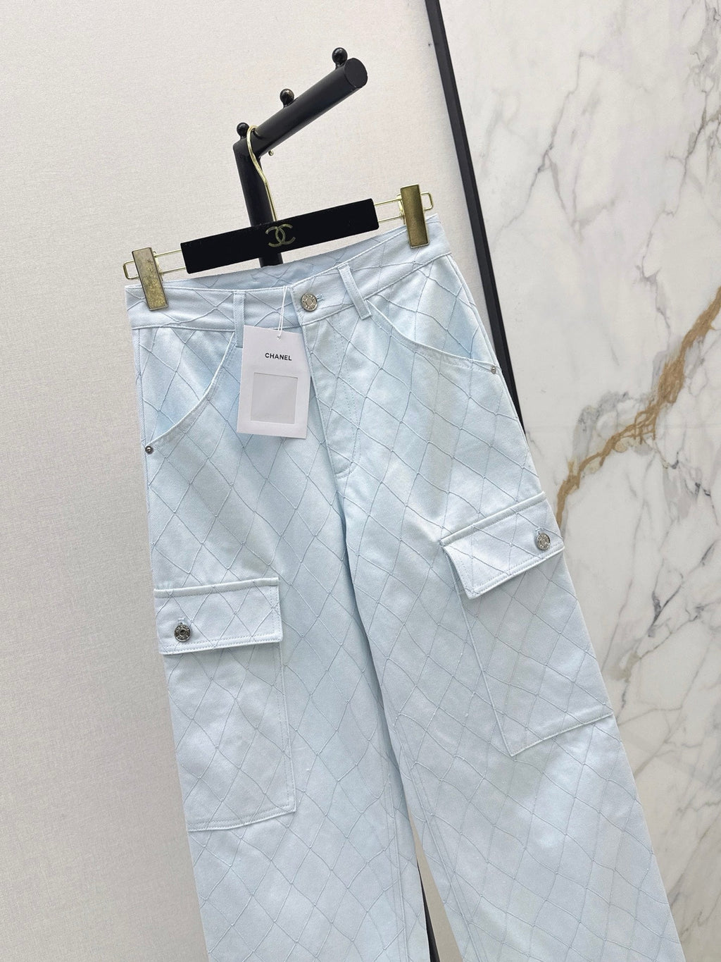 26SS NEW Coco Girl Beach Collection Heavy Embroidery Diamond Pattern Straight Leg Jeans🩵