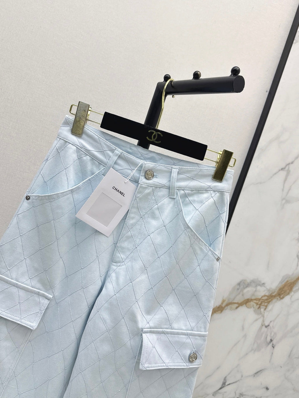 26SS NEW Coco Girl Beach Collection Heavy Embroidery Diamond Pattern Straight Leg Jeans🩵