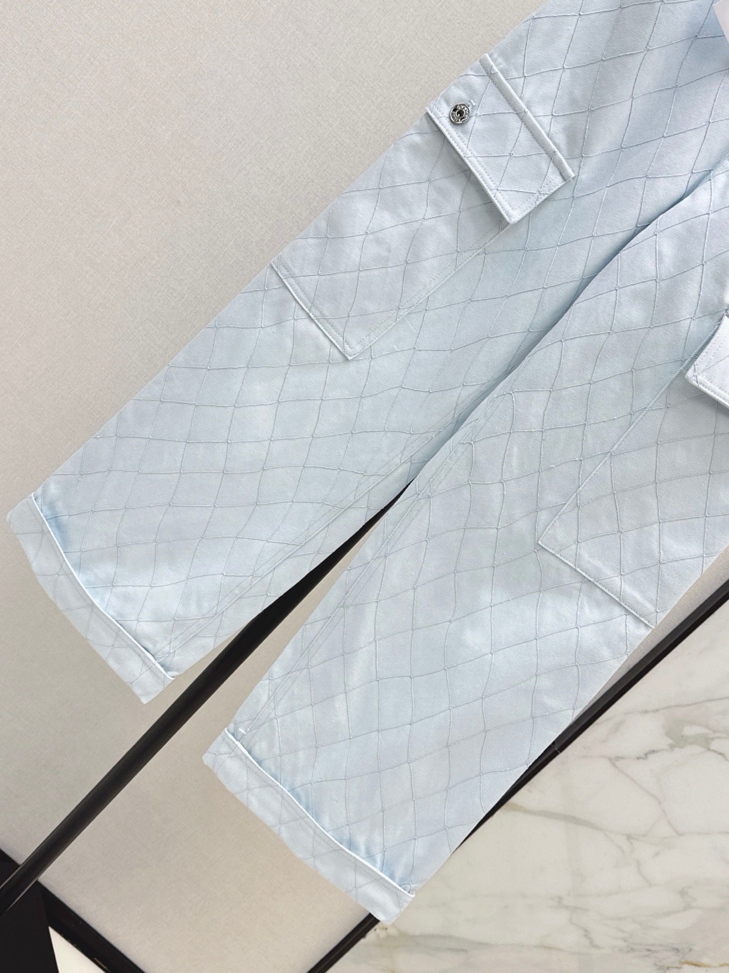26SS NEW Coco Girl Beach Collection Heavy Embroidery Diamond Pattern Straight Leg Jeans🩵