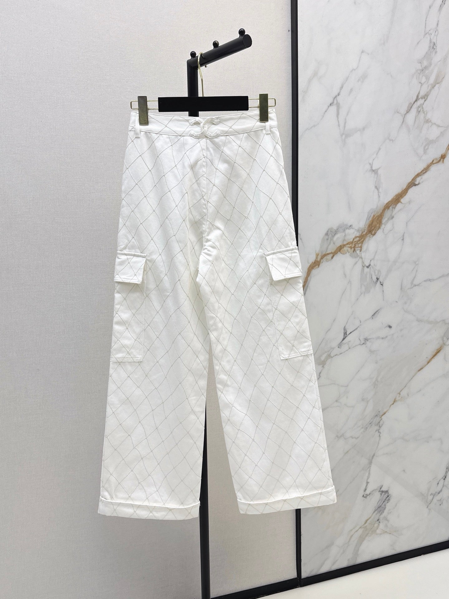 26SS NEW Coco Girl Beach Collection Heavy Embroidery Diamond Pattern Straight Leg Jeans🩵