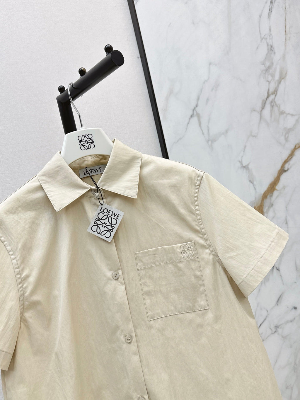 26SS NEW Square Pattern Embroidered Babydoll Shirt 🤎