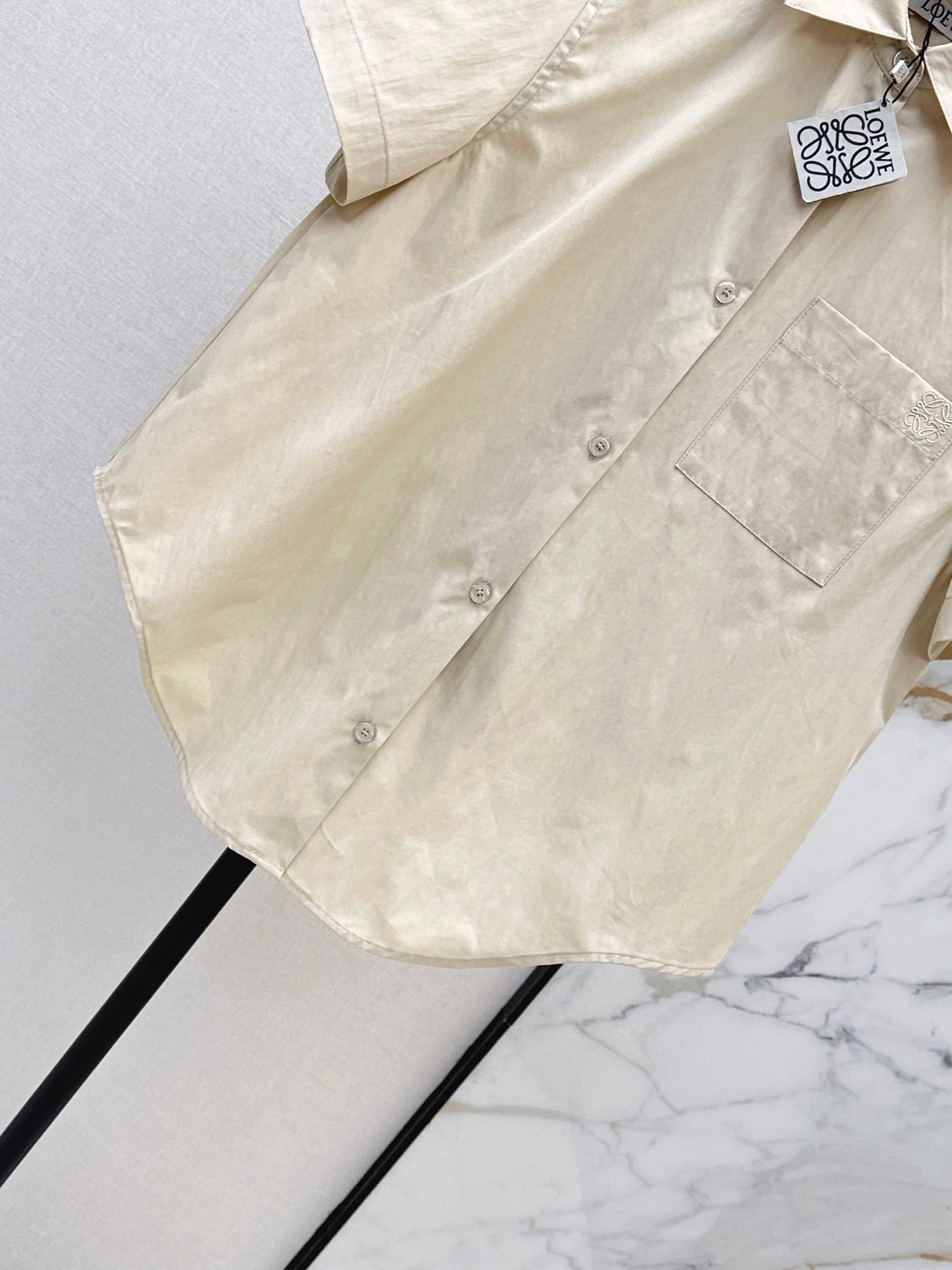 26SS NEW Square Pattern Embroidered Babydoll Shirt 🤎