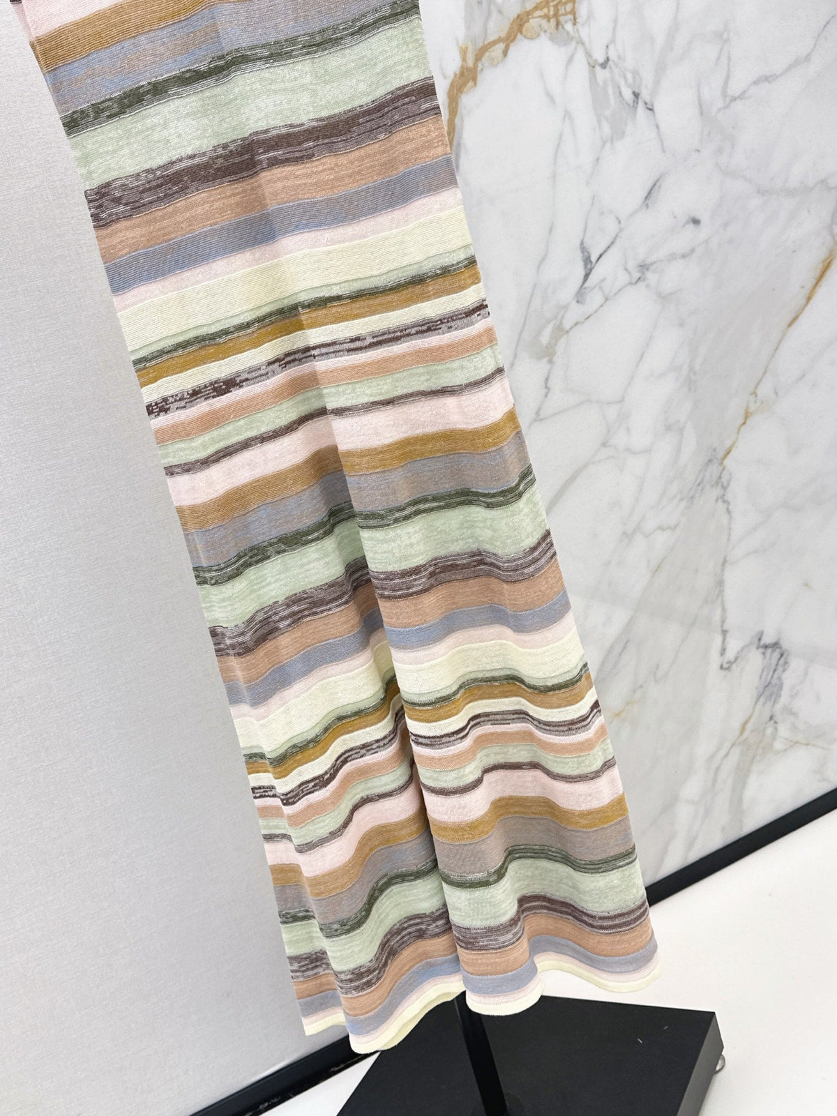 26SS NEW Color-blocked Long Striped Dress with Lapel Collar 🤎
