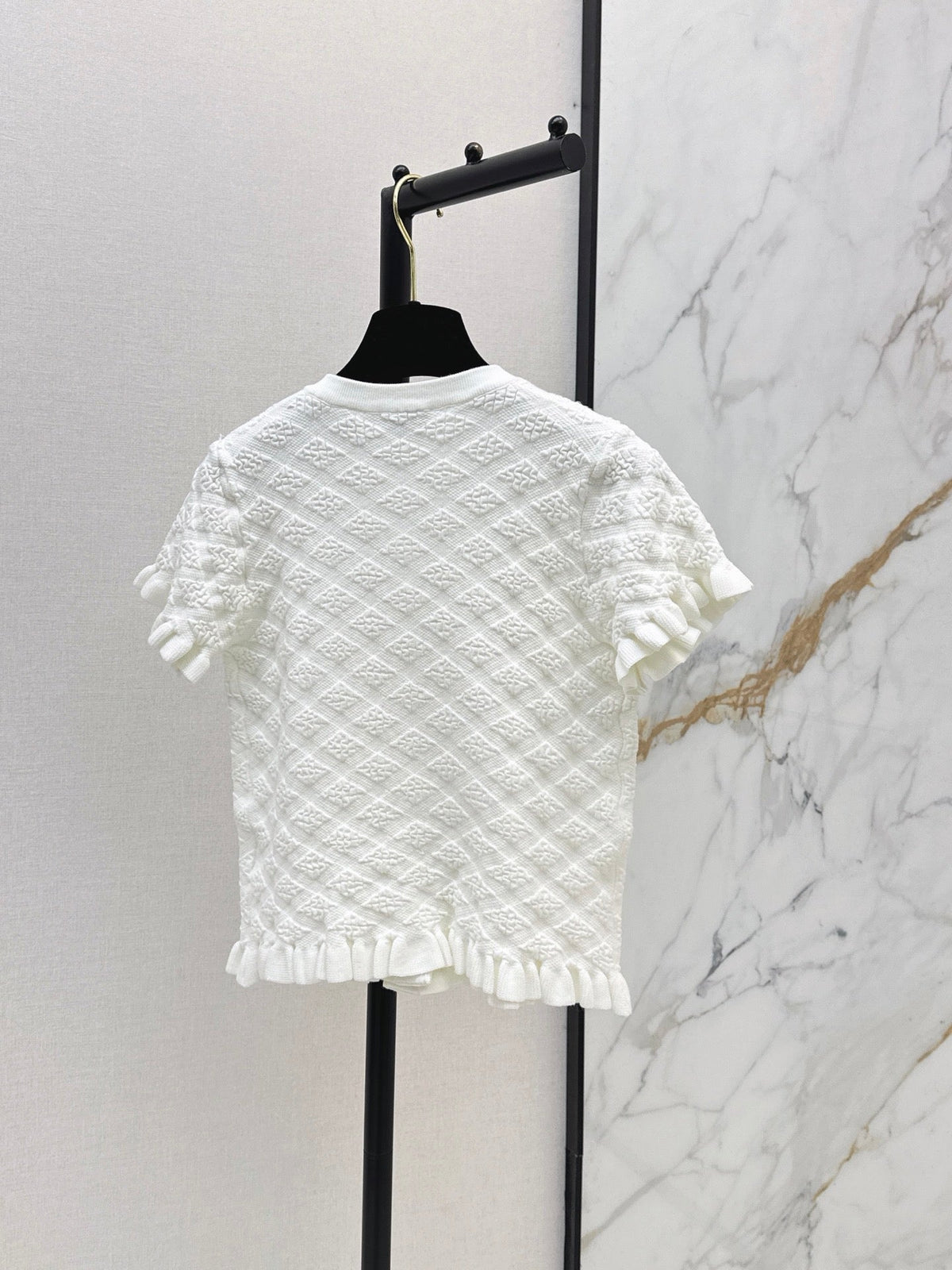 26SS NEW Diamond Pattern 3D Jacquard Short-Sleeve Knit Cardigan 🤍