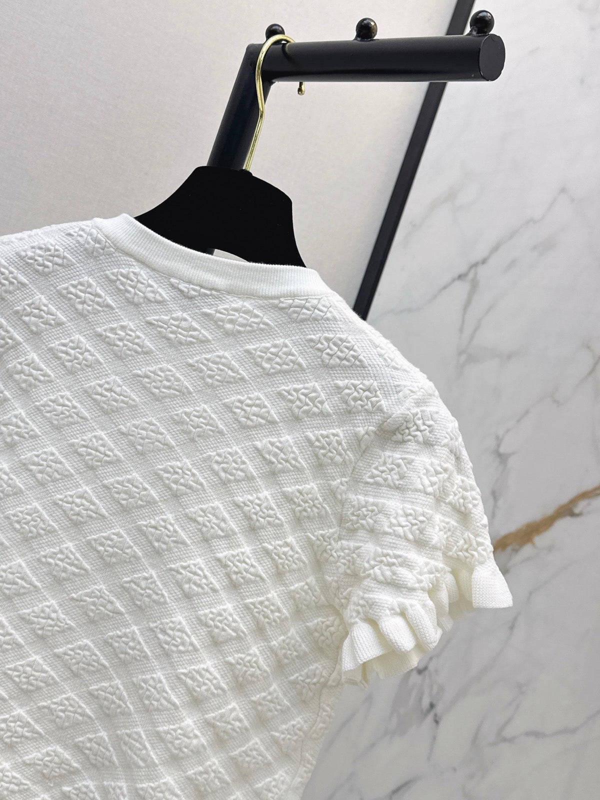 26SS NEW Diamond Pattern 3D Jacquard Short-Sleeve Knit Cardigan 🤍