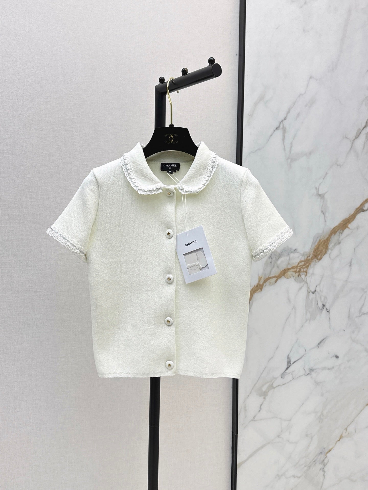 26SS NEW 3D Trim Peter Pan Collar Short-Sleeve Knit Cardigan 🤍