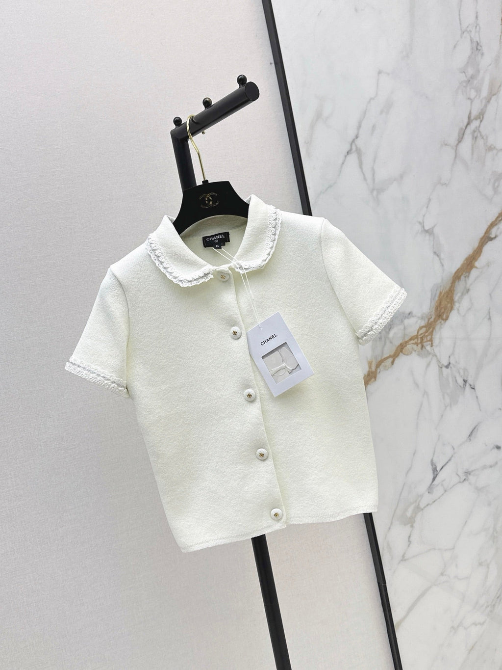 26SS NEW 3D Trim Peter Pan Collar Short-Sleeve Knit Cardigan 🤍