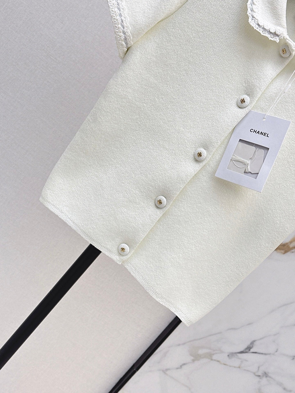26SS NEW 3D Trim Peter Pan Collar Short-Sleeve Knit Cardigan 🤍