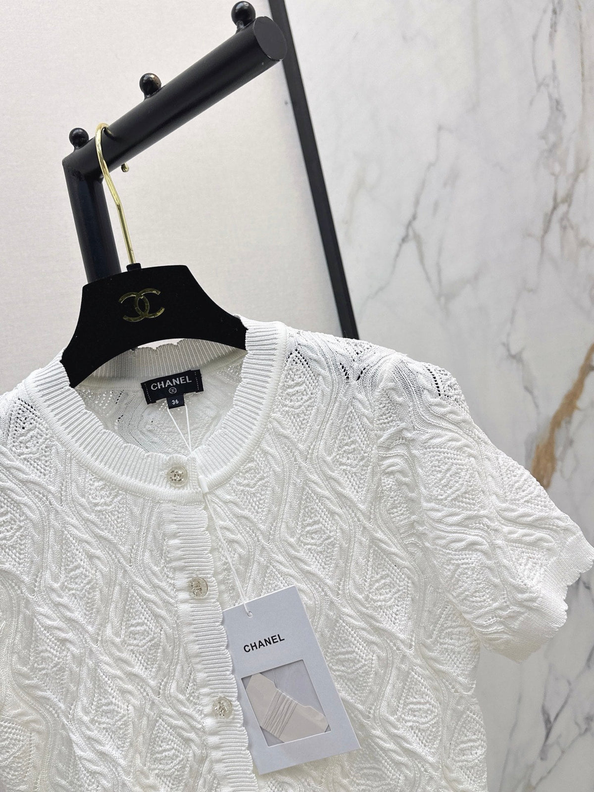 26SS NEW Crew Neck Knitted Openwork Short-Sleeve Cardigan 🖤