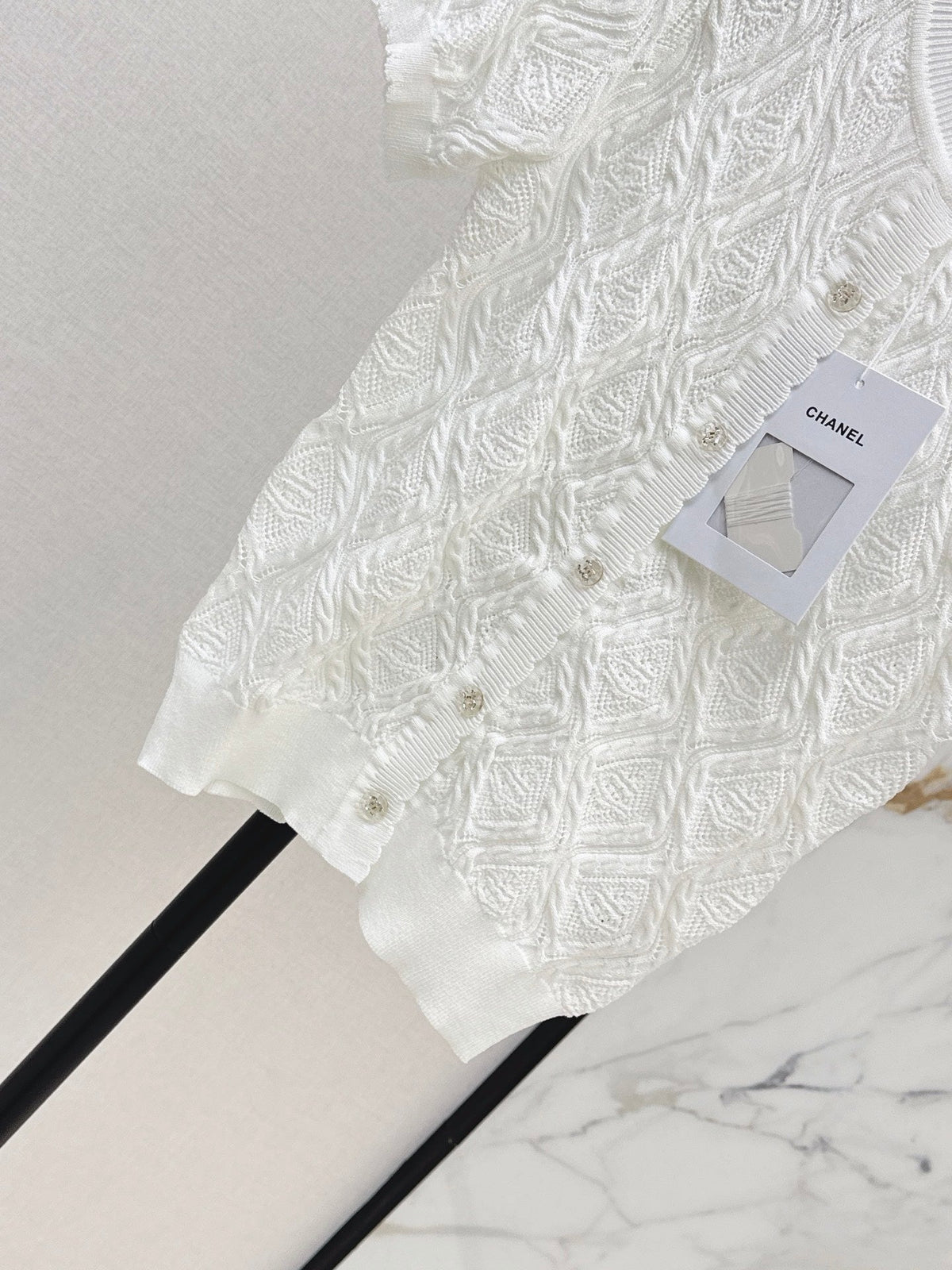 26SS NEW Crew Neck Knitted Openwork Short-Sleeve Cardigan 🖤