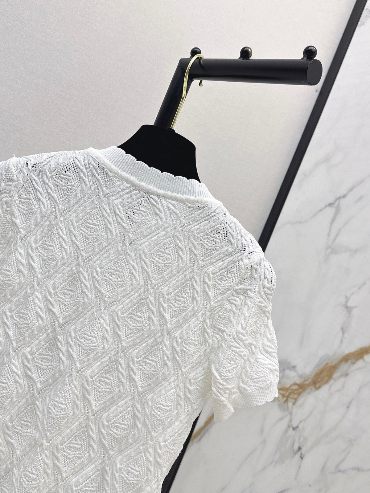 26SS NEW Crew Neck Knitted Openwork Short-Sleeve Cardigan 🖤