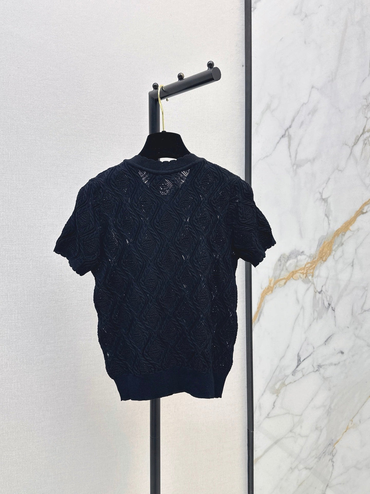 26SS NEW Crew Neck Knitted Openwork Short-Sleeve Cardigan 🖤