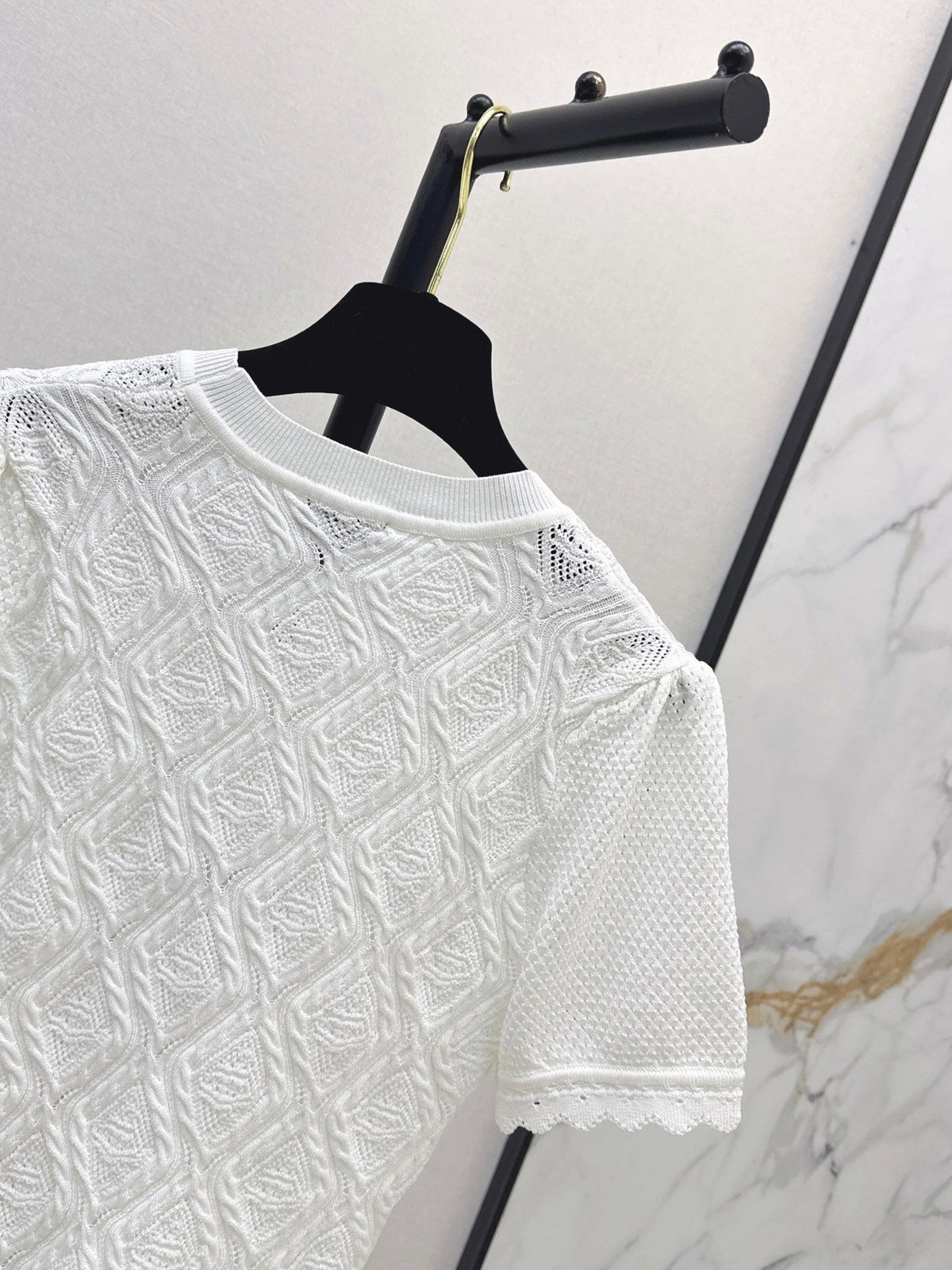 26SS NEW U-neck knitted openwork short-sleeved knit top 🖤