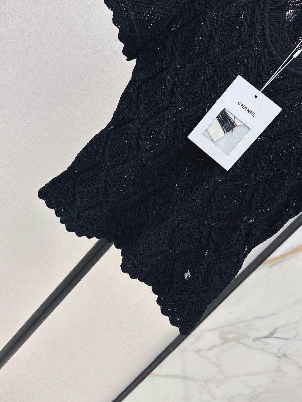 26SS NEW U-neck knitted openwork short-sleeved knit top 🖤