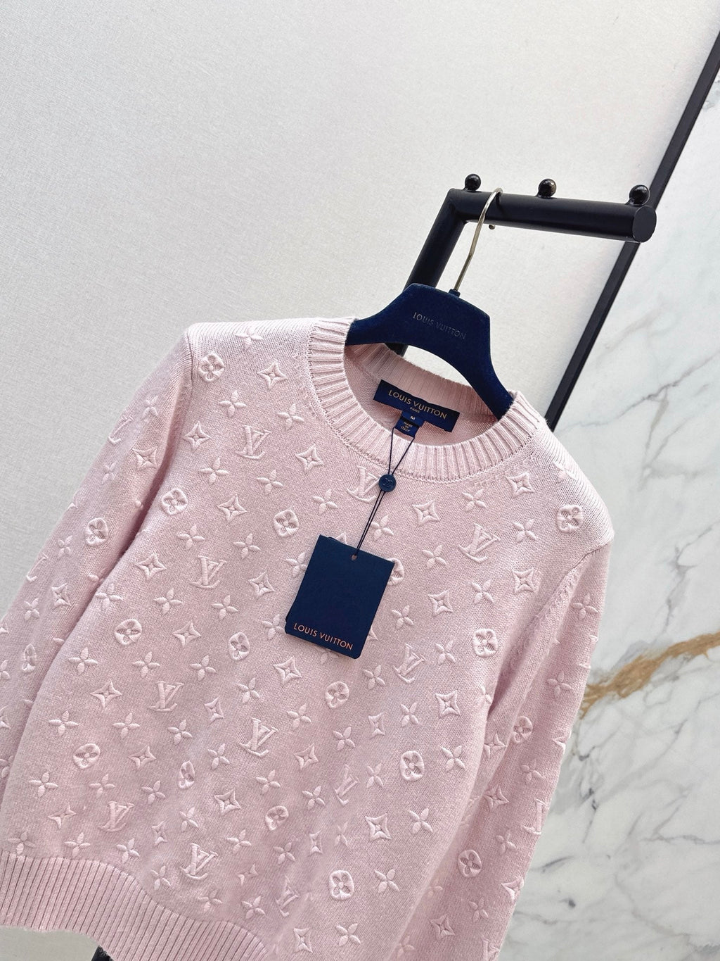 26SS NEW 3D Logo Embroidered Cashmere Pink Knit Sweater 💕