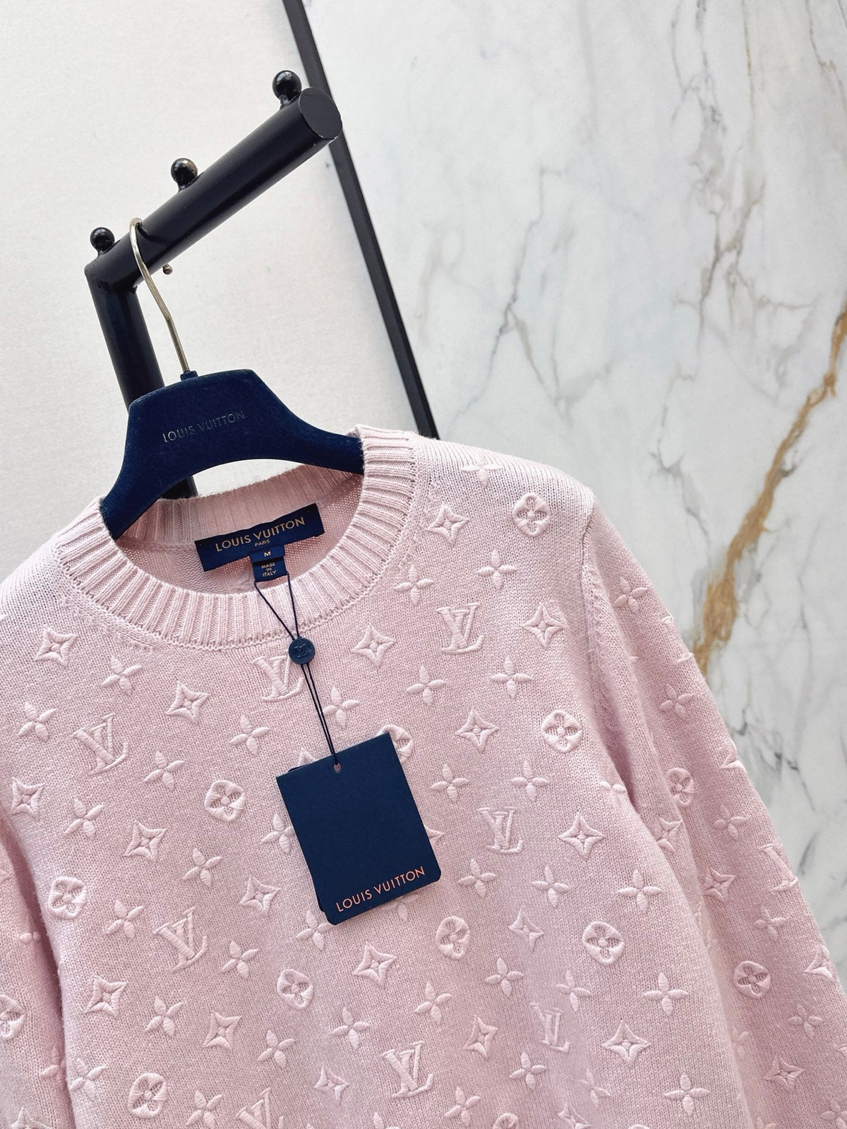 26SS NEW 3D Logo Embroidered Cashmere Pink Knit Sweater 💕