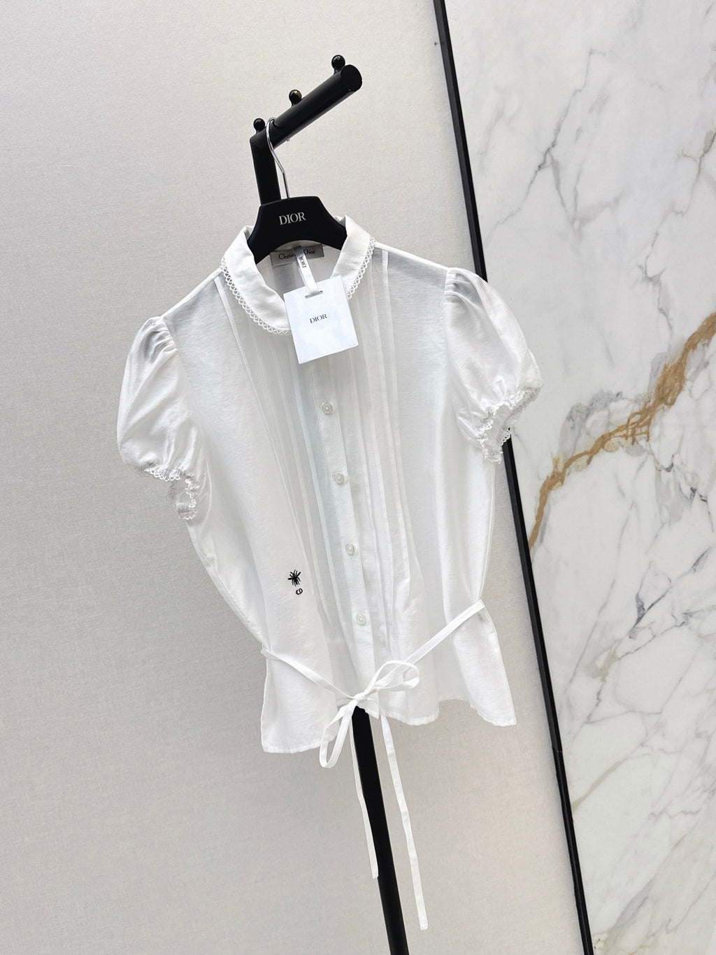 26SS NEW Delicate lace-trimmed Peter Pan collar shirt 🤍