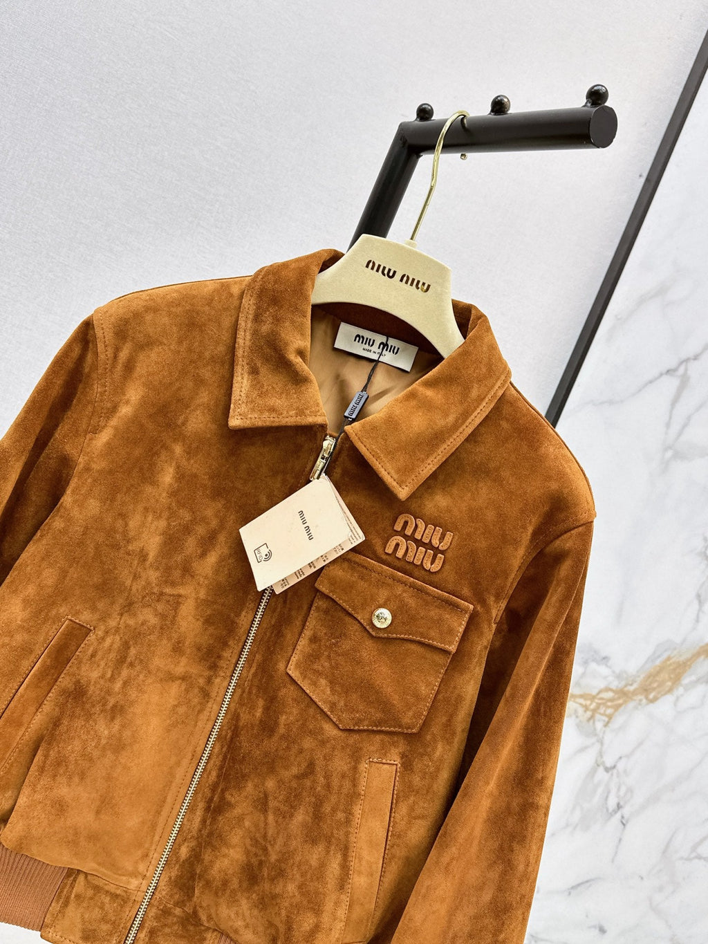 ❤️‍🔥Limited edition❤️‍🔥  26SS New Vintage-Style Brown Suede-Finish Cropped Jacket 🤎