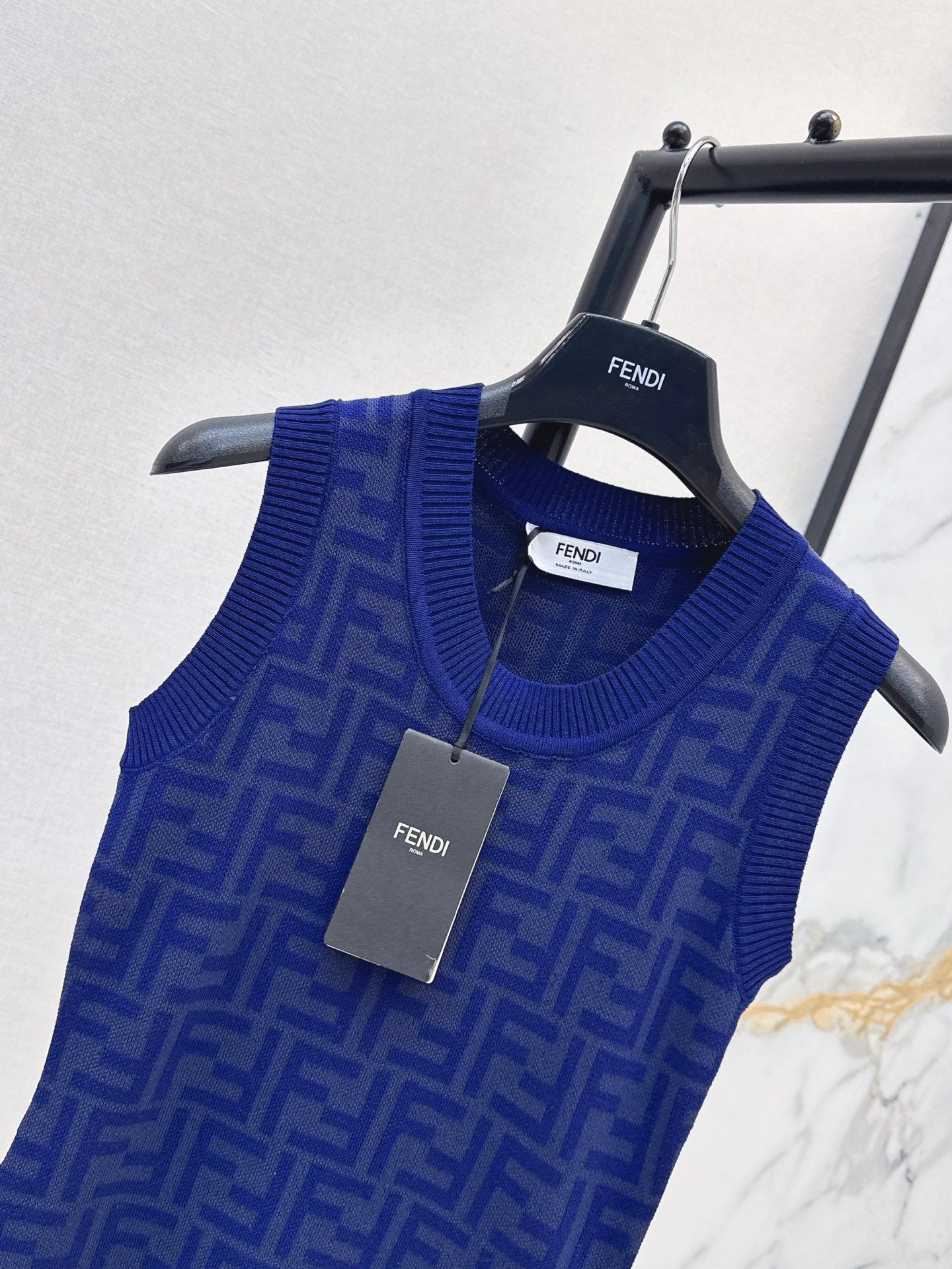 26SS New FF Monogram Knit Sleeveless Dress 🩵