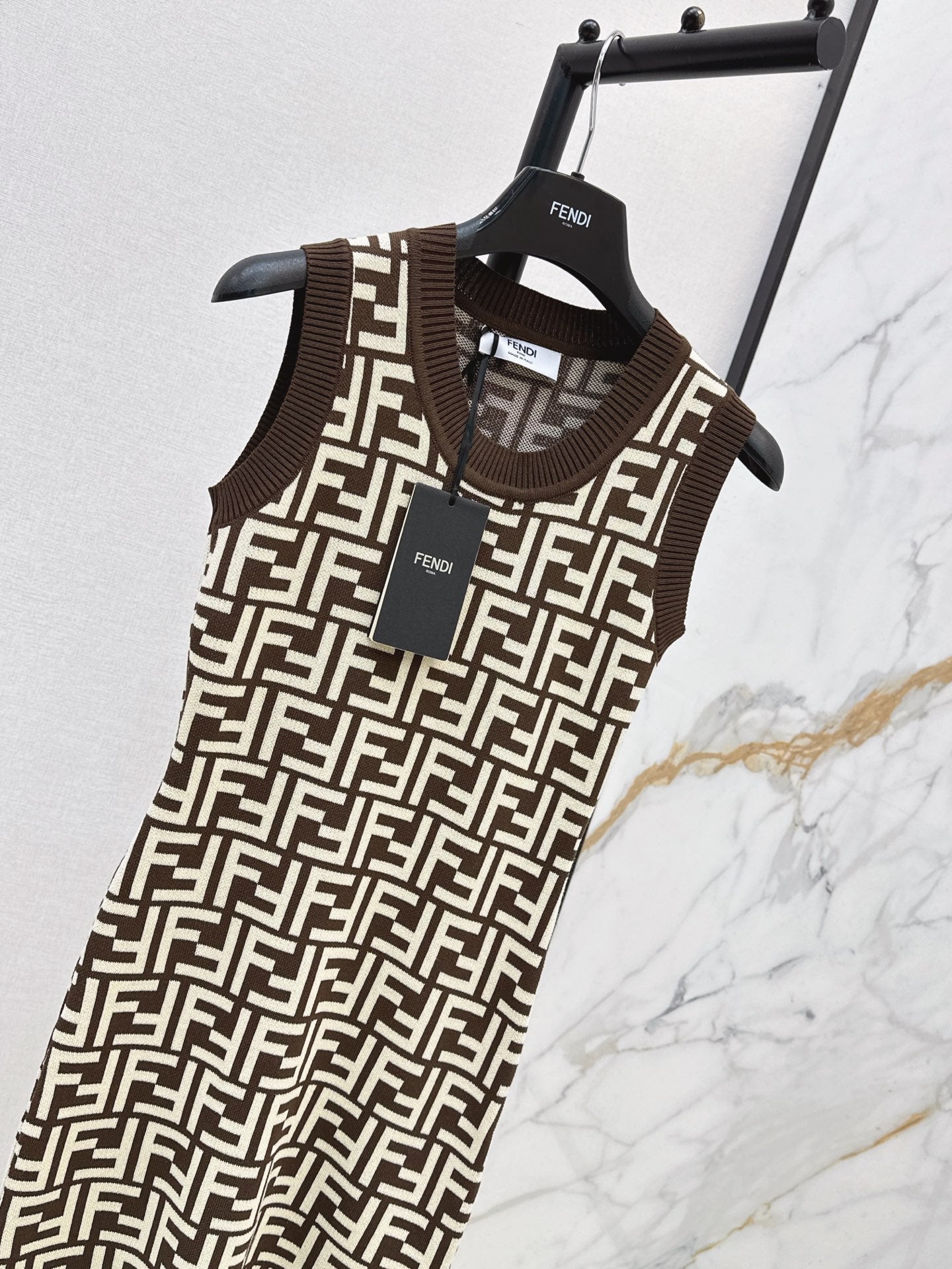 26SS New FF Monogram Knit Sleeveless Dress 🩵
