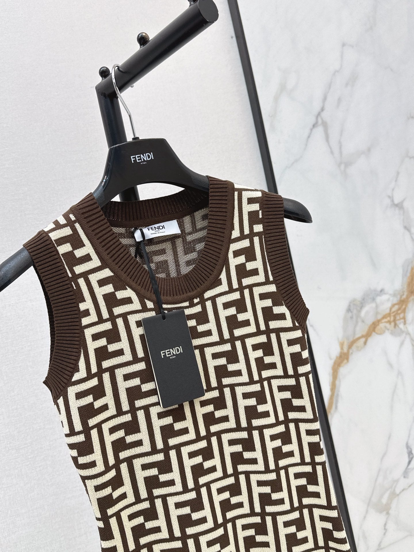 26SS New FF Monogram Knit Sleeveless Dress 🩵
