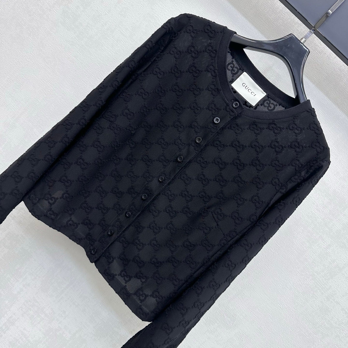26FW New Jacquard Crew-Neck Cropped Cardigan