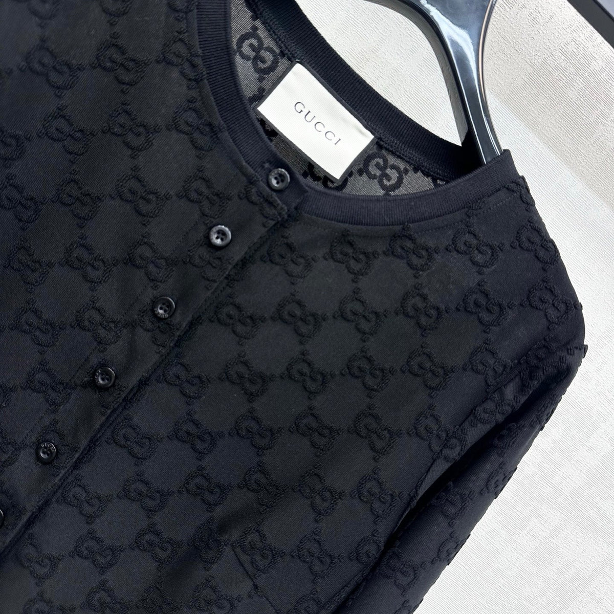 26FW New Jacquard Crew-Neck Cropped Cardigan