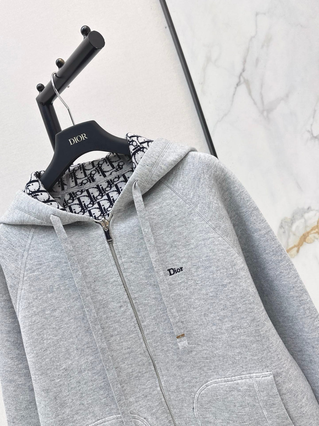 26FW New Unisex Reversible Premium Monogram Logo Zip-Up Cashmere Jacket 🩶