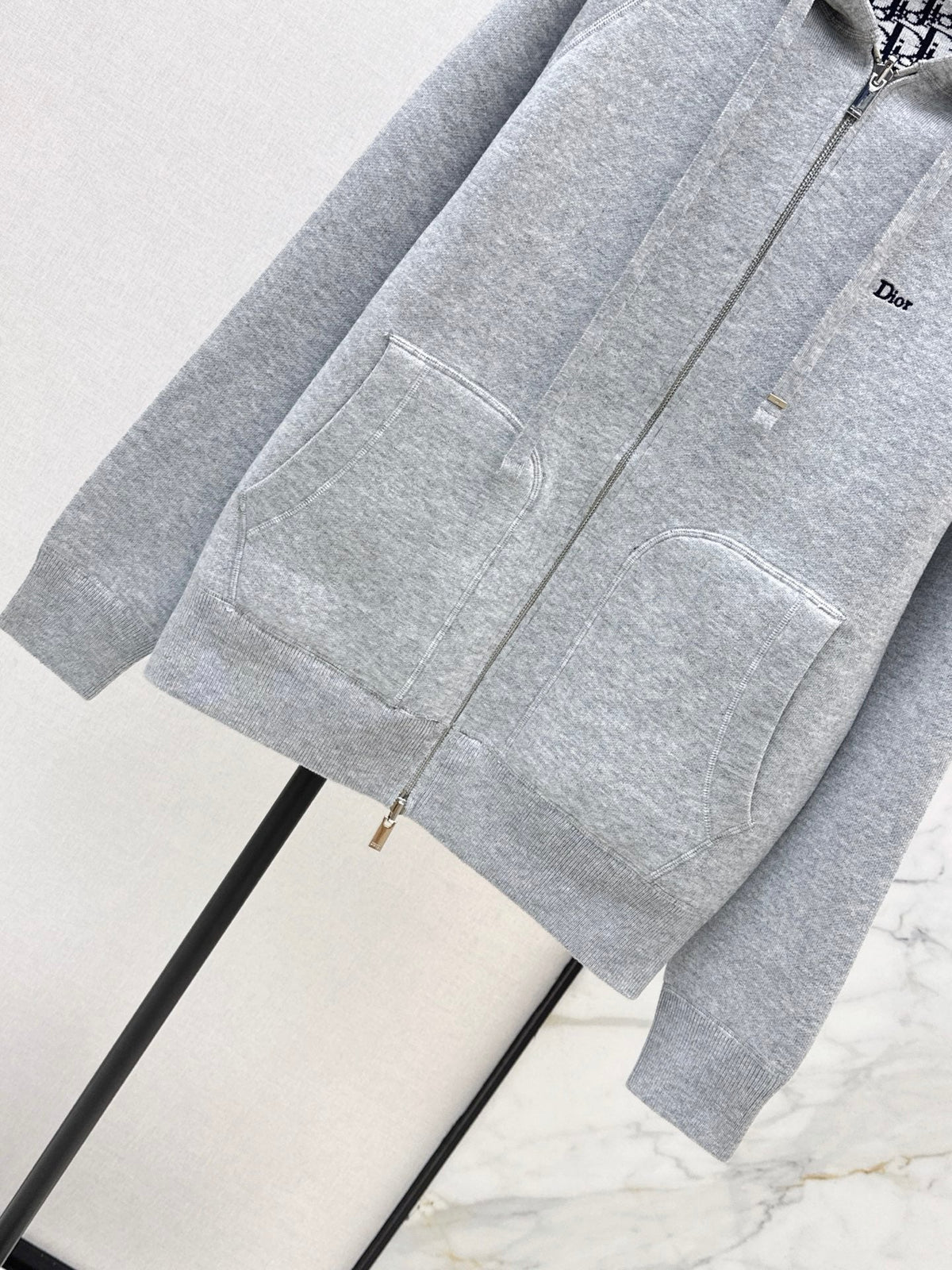 26FW New Unisex Reversible Premium Monogram Logo Zip-Up Cashmere Jacket 🩶