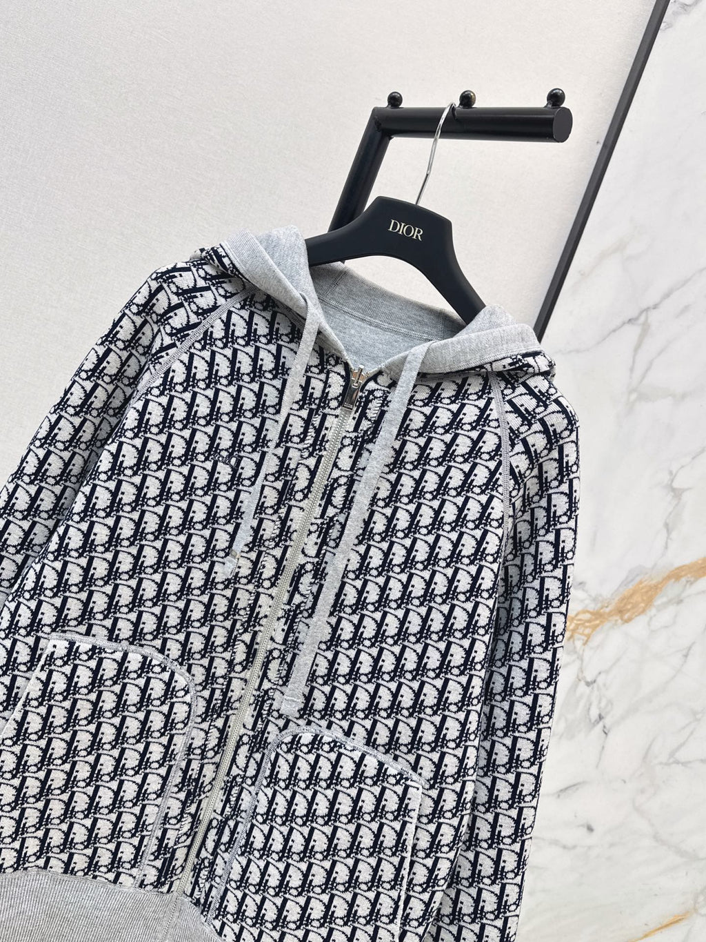 26FW New Unisex Reversible Premium Monogram Logo Zip-Up Cashmere Jacket 🩶