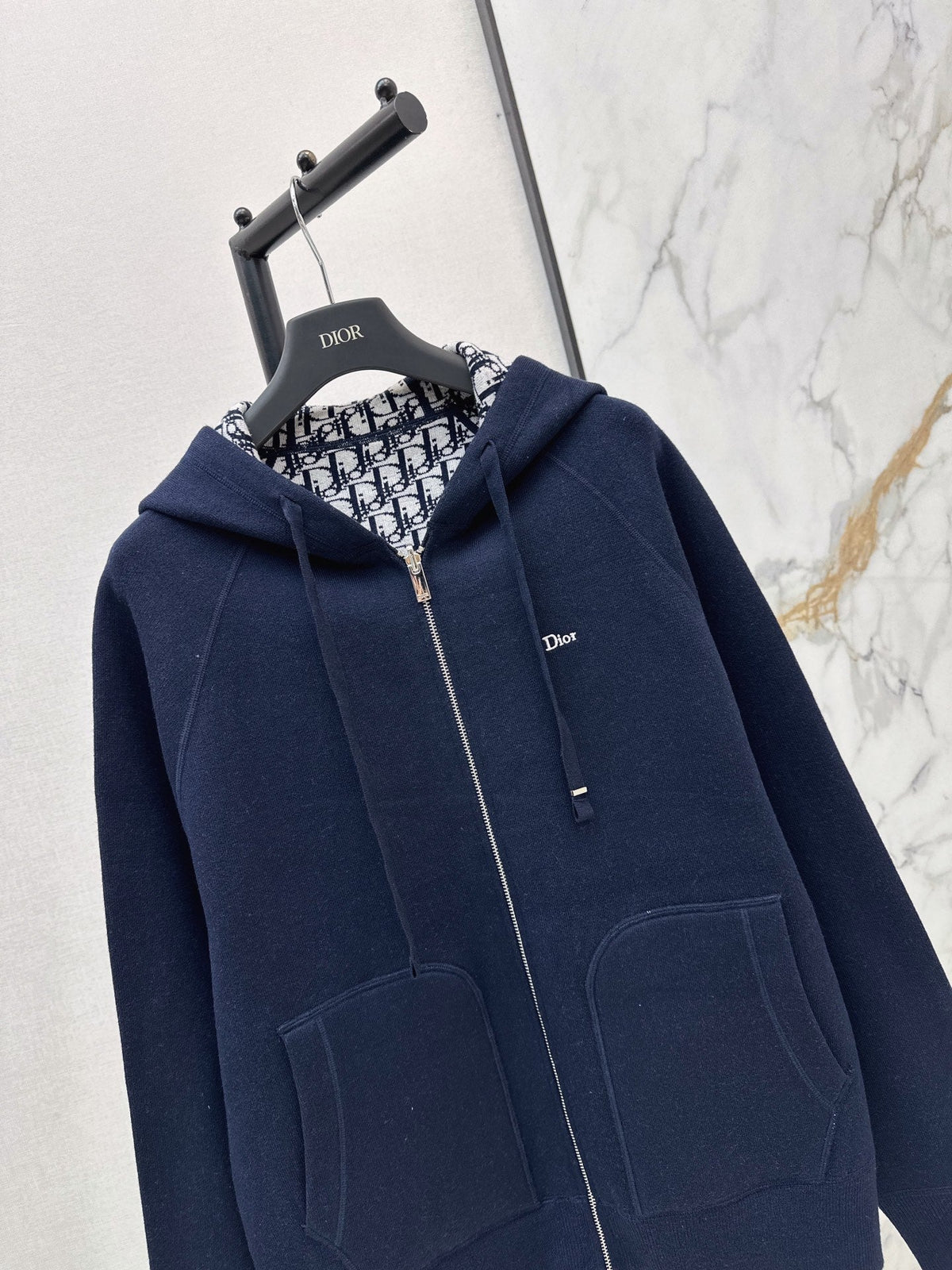 26FW New Unisex Reversible Premium Monogram Logo Zip-Up Cashmere Jacket 🩶