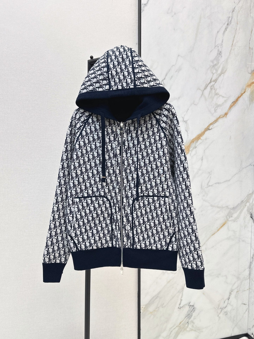 26FW New Unisex Reversible Premium Monogram Logo Zip-Up Cashmere Jacket 🩶