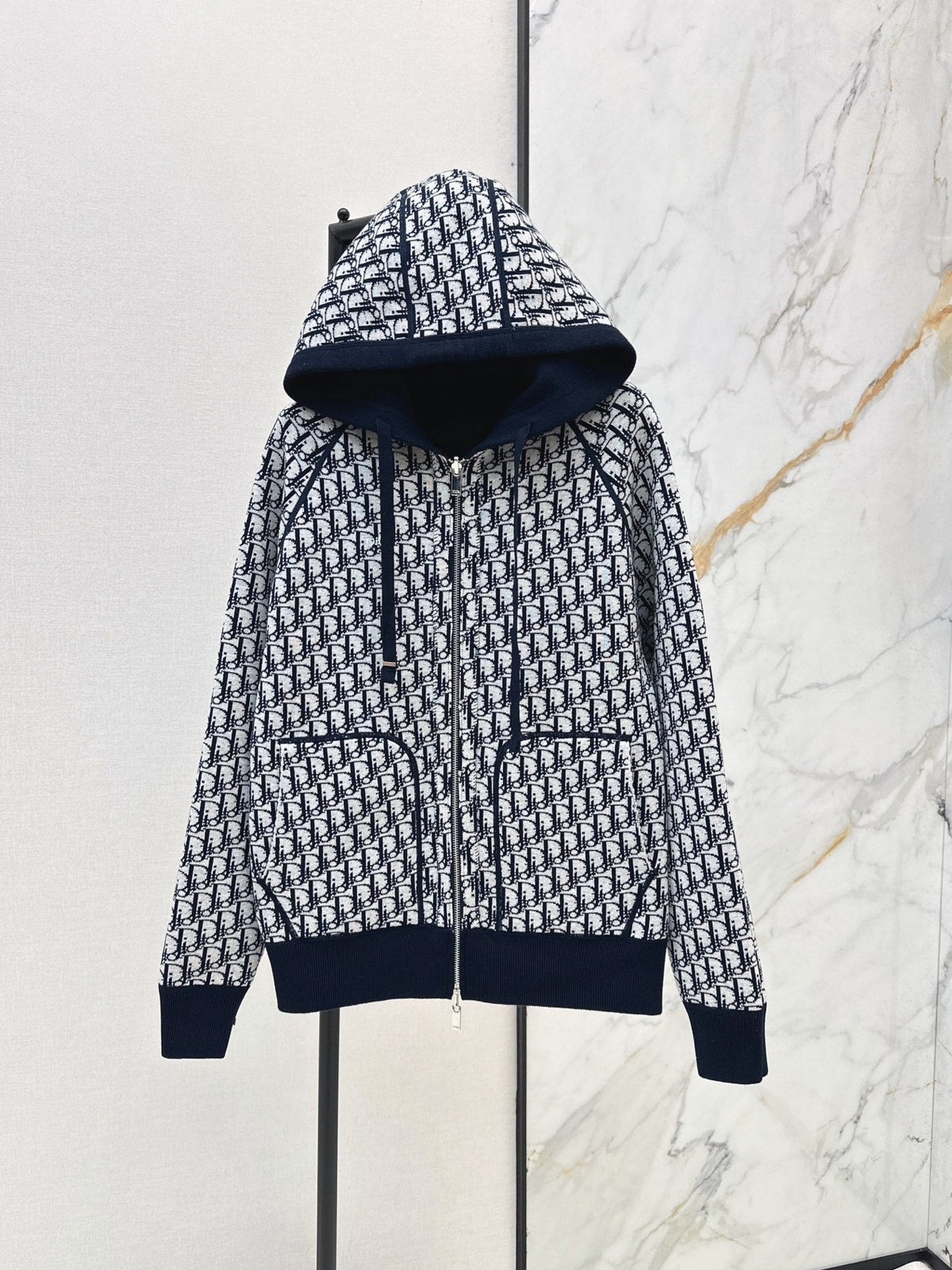 26FW New Unisex Reversible Premium Monogram Logo Zip-Up Cashmere Jacket 🩶