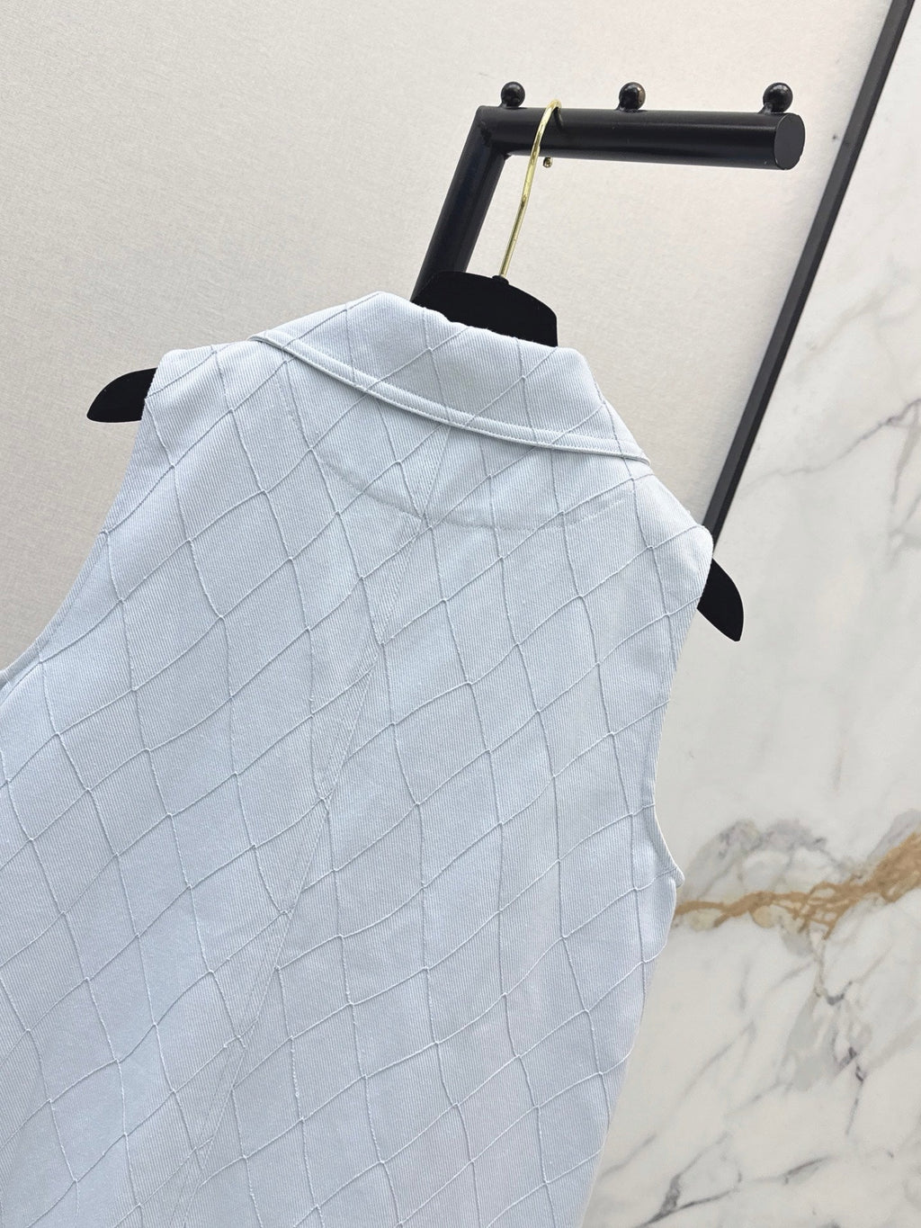 26FW New Quilted-Stitch Denim Shirt Dress with Collar 🩵
