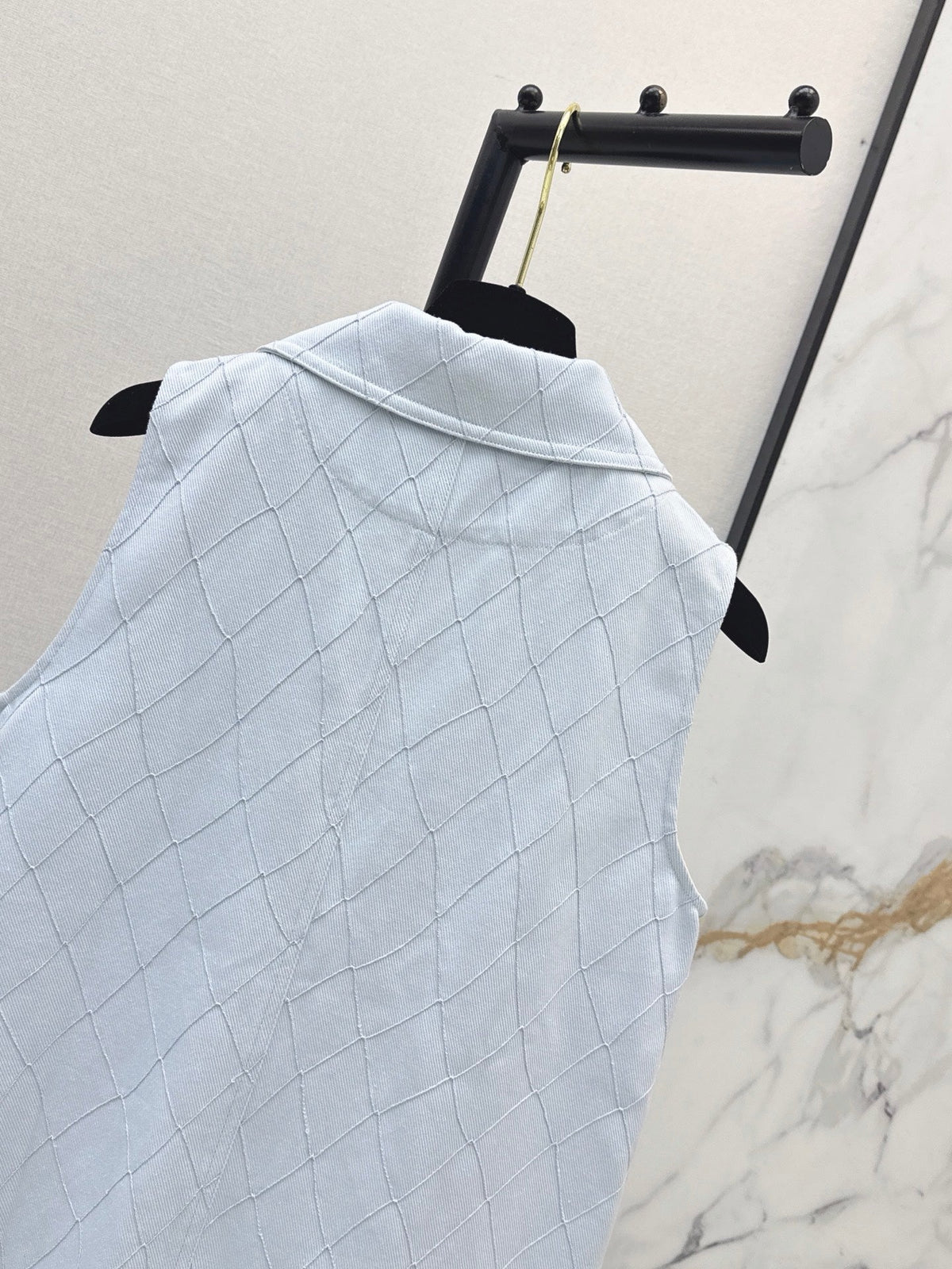 26FW New Quilted-Stitch Denim Shirt Dress with Collar 🩵