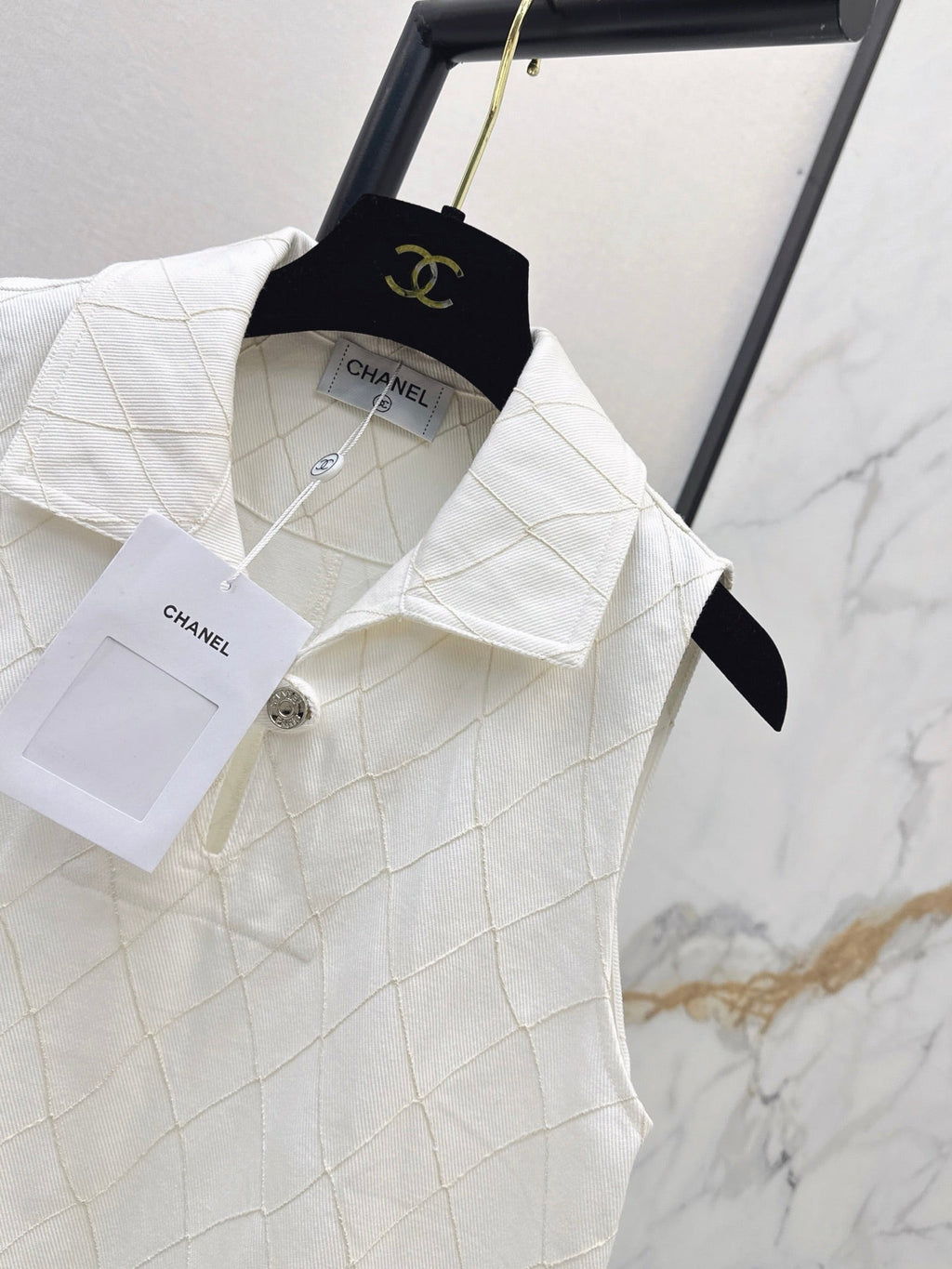 26FW New Quilted-Stitch Denim Shirt Dress with Collar 🩵