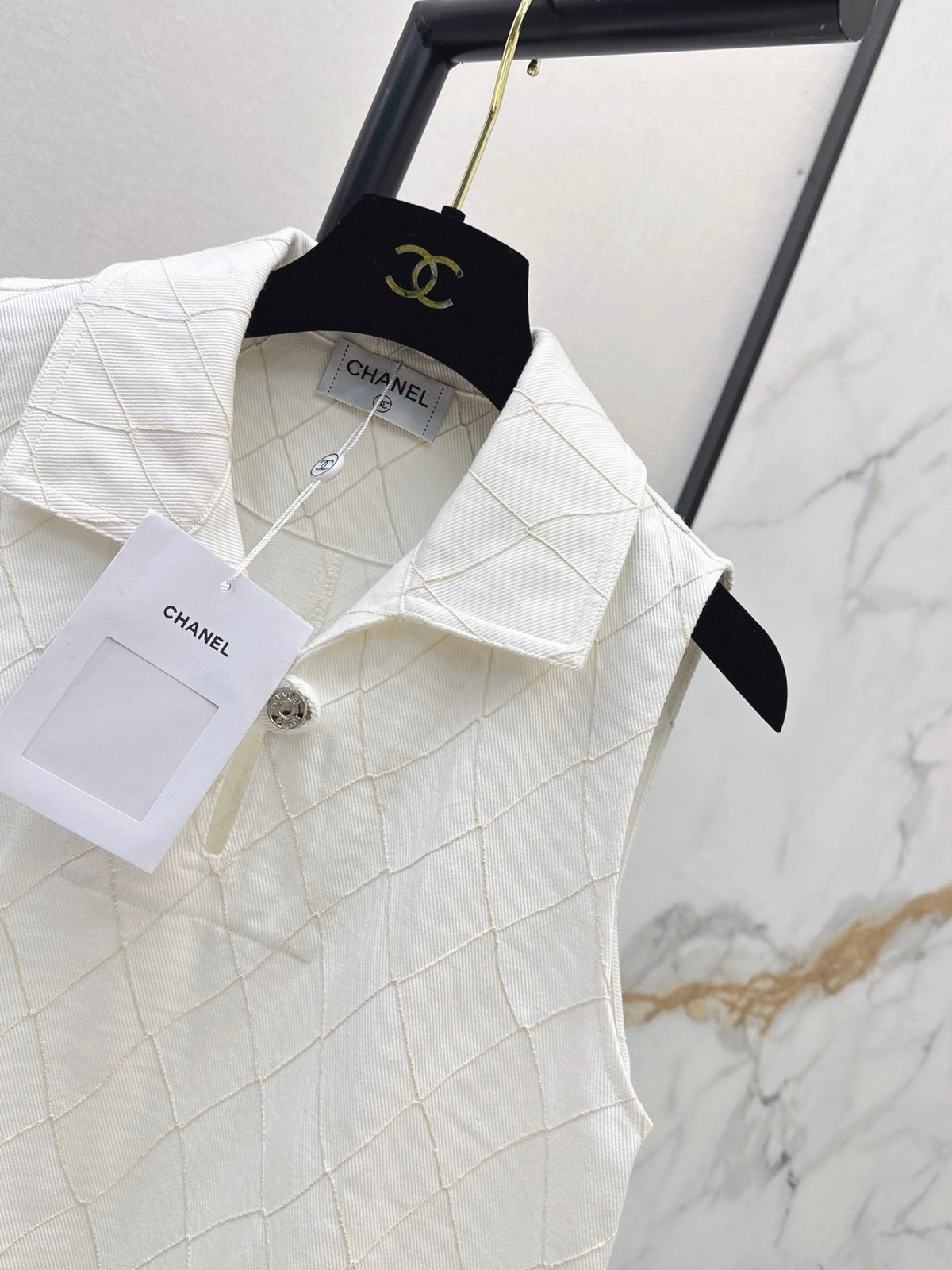 26FW New Quilted-Stitch Denim Shirt Dress with Collar 🩵
