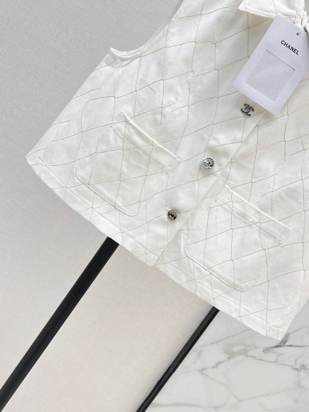 26FW New Quilted-Stitch Denim Vest with Lapel 🩵